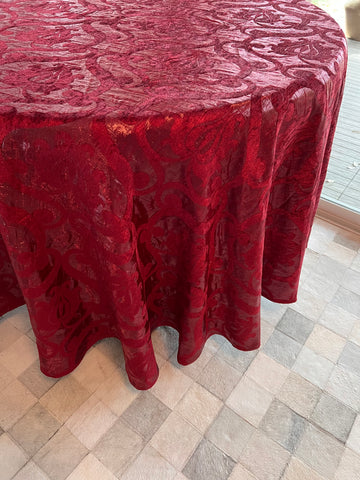 Tablecloth Jacquard "The Red" Chenille Organdy Double weave (90") round