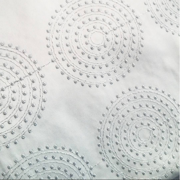 Tablecloth Embroidery "Circles with dots" 14600 on White Satin