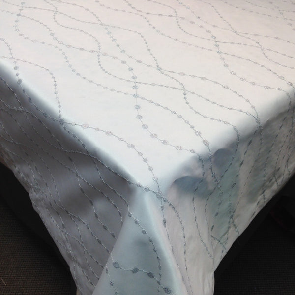 Tablecloth Embroidery "Raindrops" 25428 on White Satin