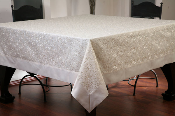 Tablecloth Embroidery "Marguerita" 15752 with Antique White Color Liner